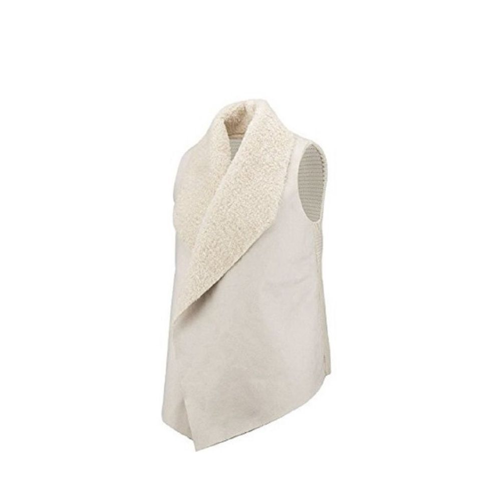 NEW WITH TAGS CHELSEA & THEODORE FAUX FUR SWEATER VEST IN OYSTER